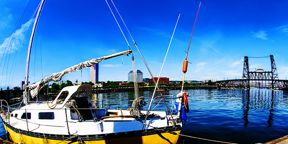 Sailing Under the Steel Photograph on Aluminum 14" x 28"